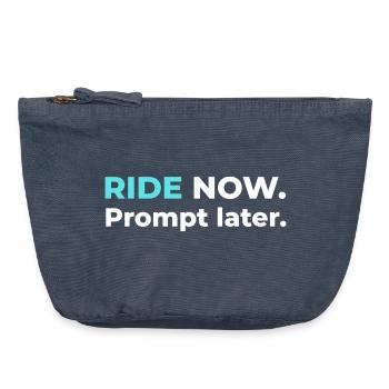 Ride now. Prompt later. – Design in Cyan - Vintage Reißverschluss-Täschchen (18 x 21 cm) - Vintage Denim - Vorne