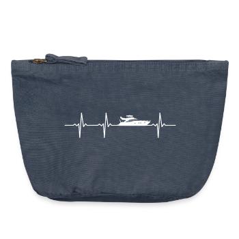 Heartbeat Boat Motorboat ECG Capitaine - Pochette zippée vintage 18 x 21 cm - vintage bleu jeans - Devant