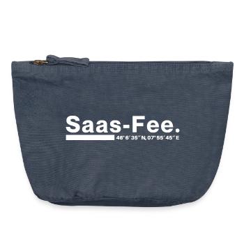 Saas-Fee coordinates Valais Switzerland - Vintage Zip Pouch 18 x 21 cm - vintage denim - Front