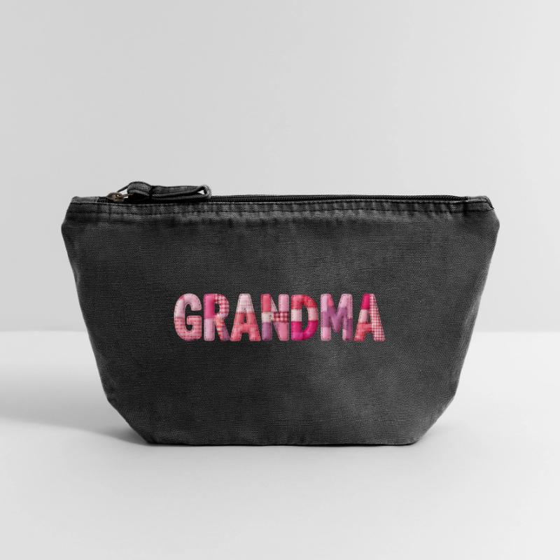Großmutter Pink Plaid Buchstaben Patchwork Vintage Reißverschluss-Täschchen (18 x 21 cm)