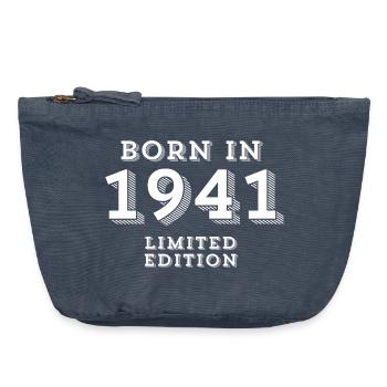83 years, year of birth, date of birth - Vintage Zip Pouch 18 x 21 cm - vintage denim - Front