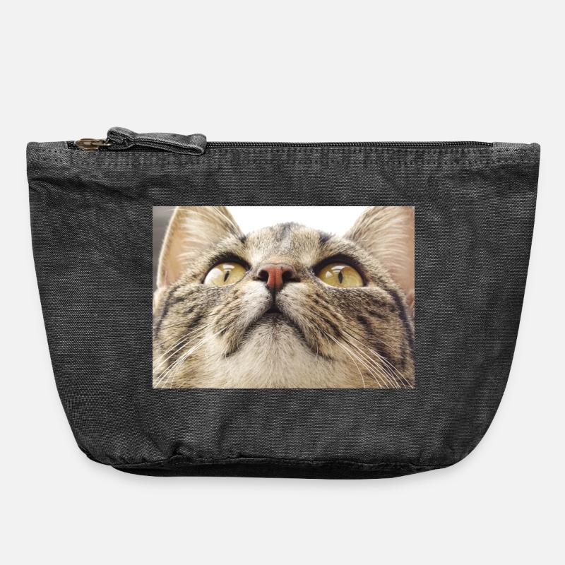 Visage de chat Minka - Pochette zippée vintage 18 x 21 cm - noir vintage