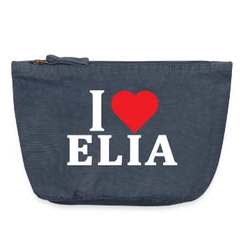 t-shirt I love Elia t-shirt gift idea - Vintage Zip Pouch 18 x 21 cm - vintage denim - Front