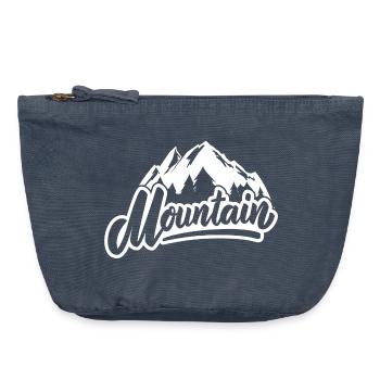 ski, station de ski, skieur - Pochette zippée vintage 18 x 21 cm - vintage bleu jeans - Devant