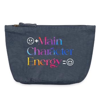 Main Character Energy smilie - Vintage Zip Pouch 18 x 21 cm - vintage denim - Front