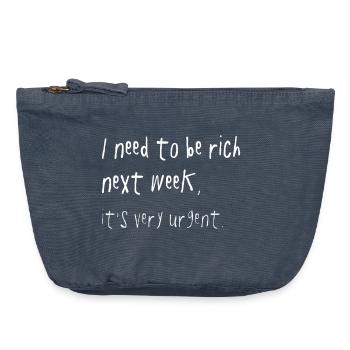 Need To Be Rich Urgent Gen Z Spruch - Vintage Zip Pouch 18 x 21 cm - vintage denim - Front