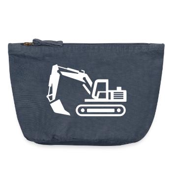 Excavator Contours: Silhouette of a Construction Equipment Operator - Vintage Zip Pouch 18 x 21 cm - vintage denim - Front