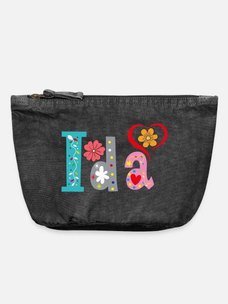 Personalisierter Ida-Name - Vintage Reißverschluss-Täschchen (18 x 21 cm) - Vintage Schwarz