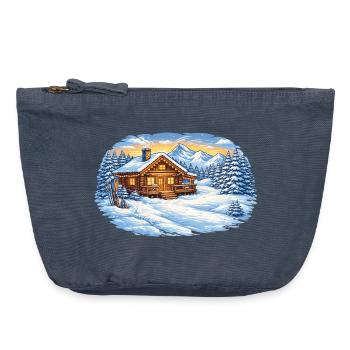 Winterliche Skihütte in den Bergen – Alpenidylle - Vintage Reißverschluss-Täschchen (18 x 21 cm) - Vintage Denim - Vorne