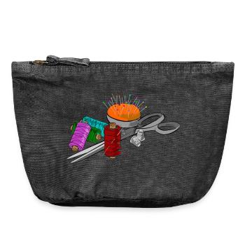 Motif tailleur avec ciseaux - Pochette zippée vintage 18 x 21 cm - noir vintage - Devant