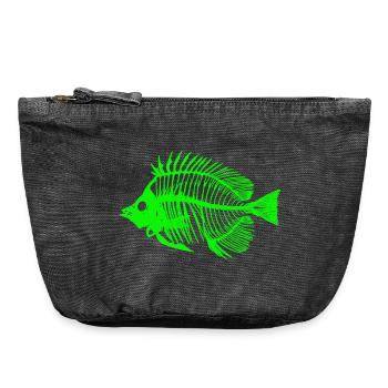 Conception de squelette de poisson brillant - Pochette zippée vintage 18 x 21 cm - noir vintage - Devant