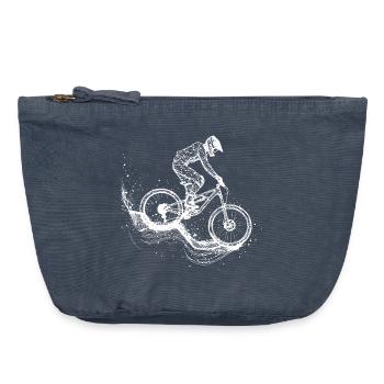 Dessin VTT - Pochette zippée vintage 18 x 21 cm - vintage bleu jeans - Devant