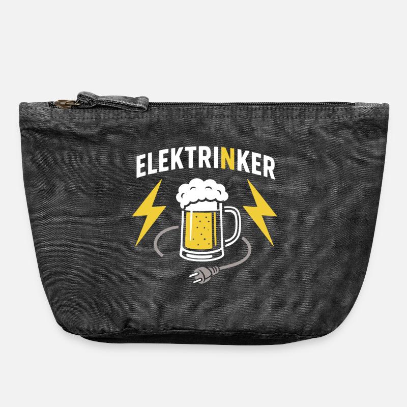 Elektrinker: Gioco di parole elettrico Birra e progettazione di cavi - Pochette vintage con zip 18 x 21 cm - nero antico