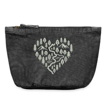 Herz mit Berg- und Waldlandschaft - Vintage Reißverschluss-Täschchen (18 x 21 cm) - Vintage Schwarz - Vorne