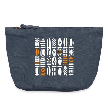 Abstract Surf and Wave Patterns - Vintage Zip Pouch 18 x 21 cm - vintage denim - Front
