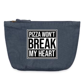 La pizza ne me brisera pas le cœur La nourriture aime l’humour - Pochette zippée vintage 18 x 21 cm - vintage bleu jeans - Devant