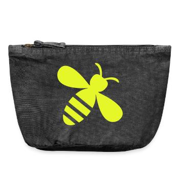 Neon Bee Yellow on Black - Vintage Zip Pouch 18 x 21 cm - vintage black - Front