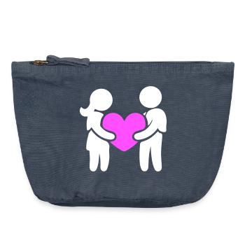 Couple In Love Heart - Vintage Zip Pouch 18 x 21 cm - vintage denim - Front