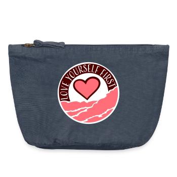 Aimez-vous d’abord Aimez-vous de soi Prenez soin de vous - Pochette zippée vintage 18 x 21 cm - vintage bleu jeans - Devant