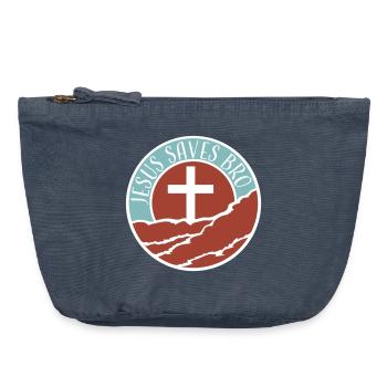 Jesus Saves Bro Lustig Religiös Spruch Glaube Logo - Vintage Reißverschluss-Täschchen (18 x 21 cm) - Vintage Denim - Vorne