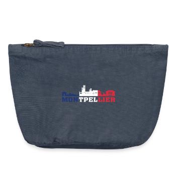 Montpellier City Skyline France Landmark Map - Vintage Zip Pouch 18 x 21 cm - vintage denim - Front