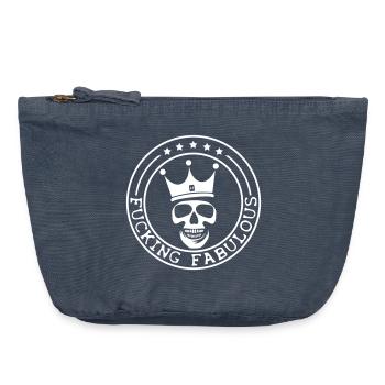 Skull with Crown: Royal Attitude - Vintage Zip Pouch 18 x 21 cm - vintage denim - Front