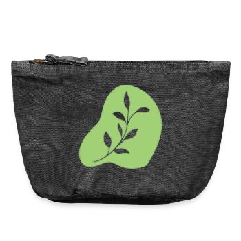 Feuilles - Pochette zippée vintage 18 x 21 cm - noir vintage - Devant