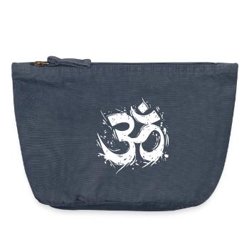 Om symbol in dynamic grunge design - Vintage Zip Pouch 18 x 21 cm - vintage denim - Front