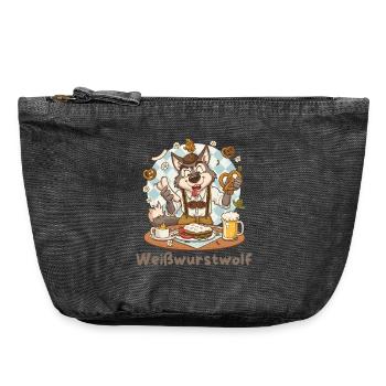 Weißwurstwolf Kochheld Bavarian - Vintage Reißverschluss-Täschchen (18 x 21 cm) - Vintage Schwarz - Vorne