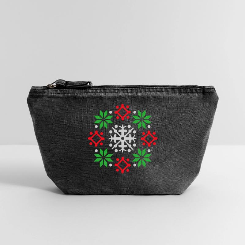 Schneeflocken Muster Weihnachtspullover Schnee Vintage Reißverschluss-Täschchen (18 x 21 cm)