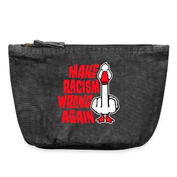 Gans Make Racism Wrong Again Mittelfinger Aktivist - Vintage Reißverschluss-Täschchen (18 x 21 cm) - Vintage Schwarz - Vorne