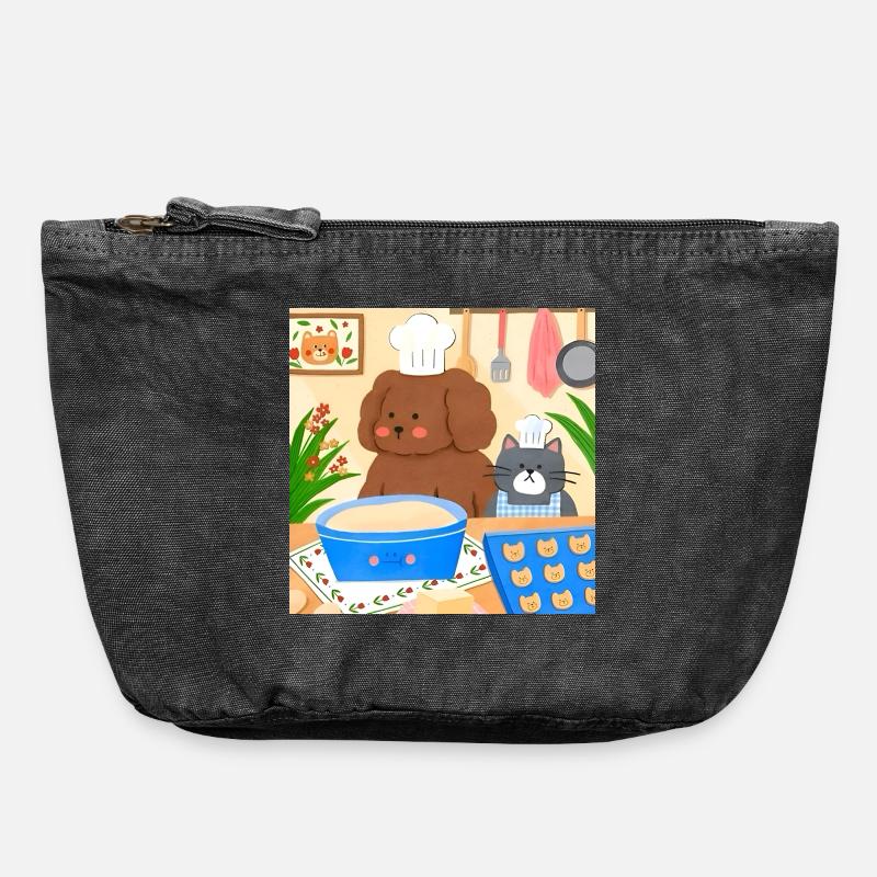 Cute Baker Illustration - Vintage Zip Pouch 18 x 21 cm - vintage black