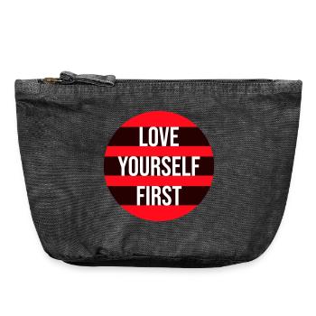 Aimez-vous d’abord Aimez-vous de soi Prenez soin de vous - Pochette zippée vintage 18 x 21 cm - noir vintage - Devant