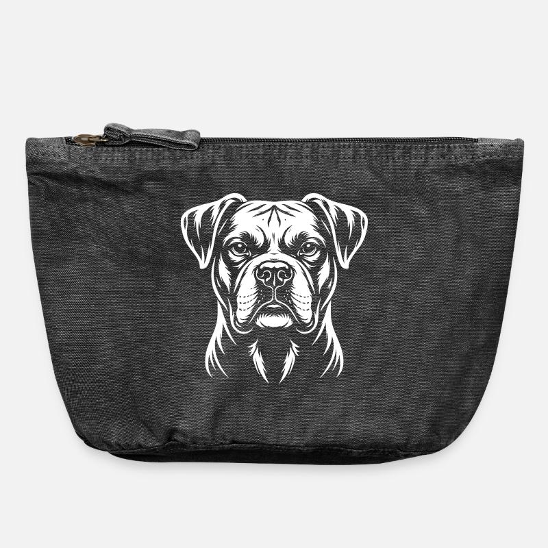 Tête de boxer - Pochette zippée vintage 18 x 21 cm - noir vintage