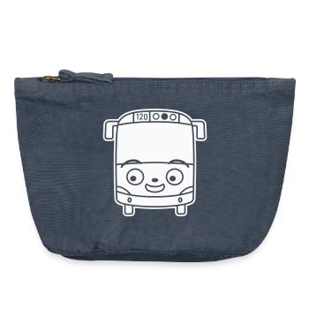 Kleiner Bus Cartoon – Comic Schulbus Reise Spaß - Vintage Reißverschluss-Täschchen (18 x 21 cm) - Vintage Denim - Vorne