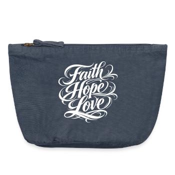 Faith Hope Love Christian - Vintage Zip Pouch 18 x 21 cm - vintage denim - Front