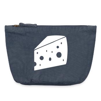 gros morceau de fromage avec des trous - Pochette zippée vintage 18 x 21 cm - vintage bleu jeans - Devant