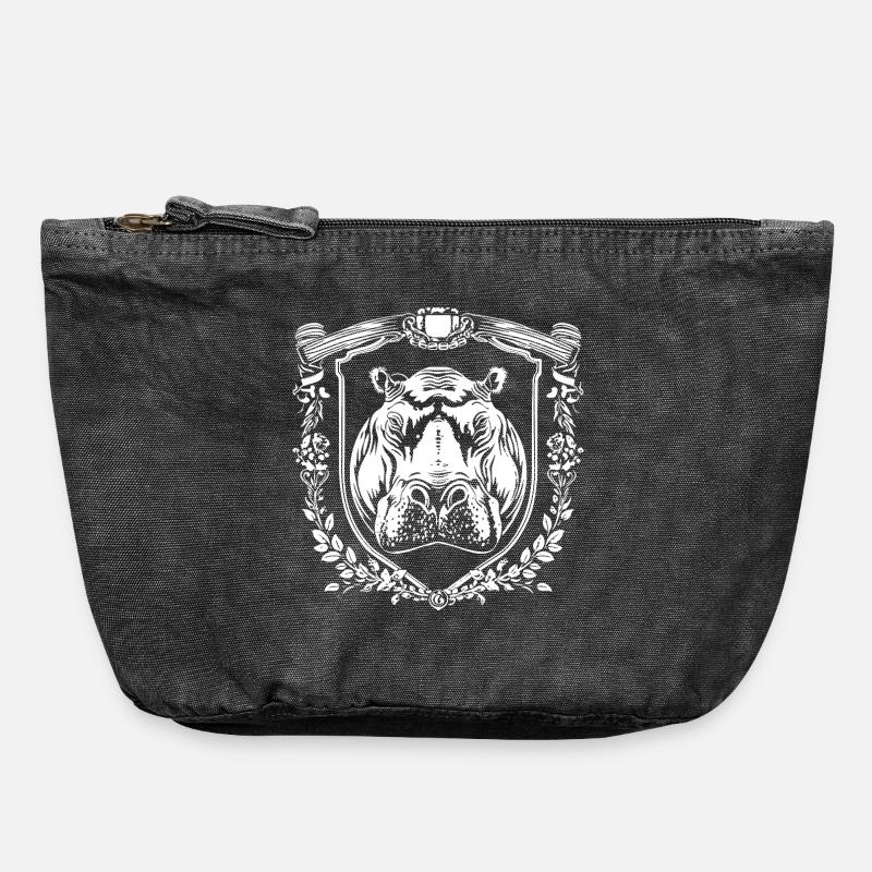 Écusson d’Hippo - Pochette zippée vintage 18 x 21 cm - noir vintage