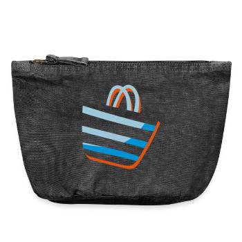 Sac de plage Clipart - Idée cadeau Logoidee - Pochette zippée vintage 18 x 21 cm - noir vintage - Devant