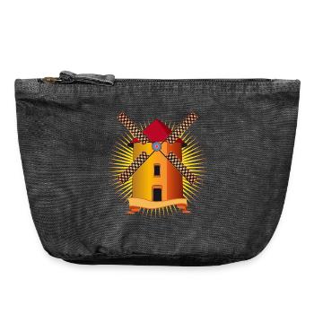 goldene Windmühle mit strahlendem Hintergrund - Vintage Reißverschluss-Täschchen (18 x 21 cm) - Vintage Schwarz - Vorne