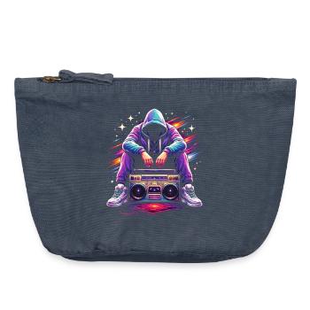 Retro 80er Boombox Illustration - Vintage Reißverschluss-Täschchen (18 x 21 cm) - Vintage Denim - Vorne