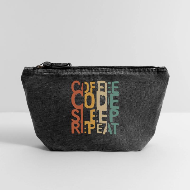Coffee Code Sleep Repeat – Conception pour les développeurs Pochette zippée vintage 18 x 21 cm
