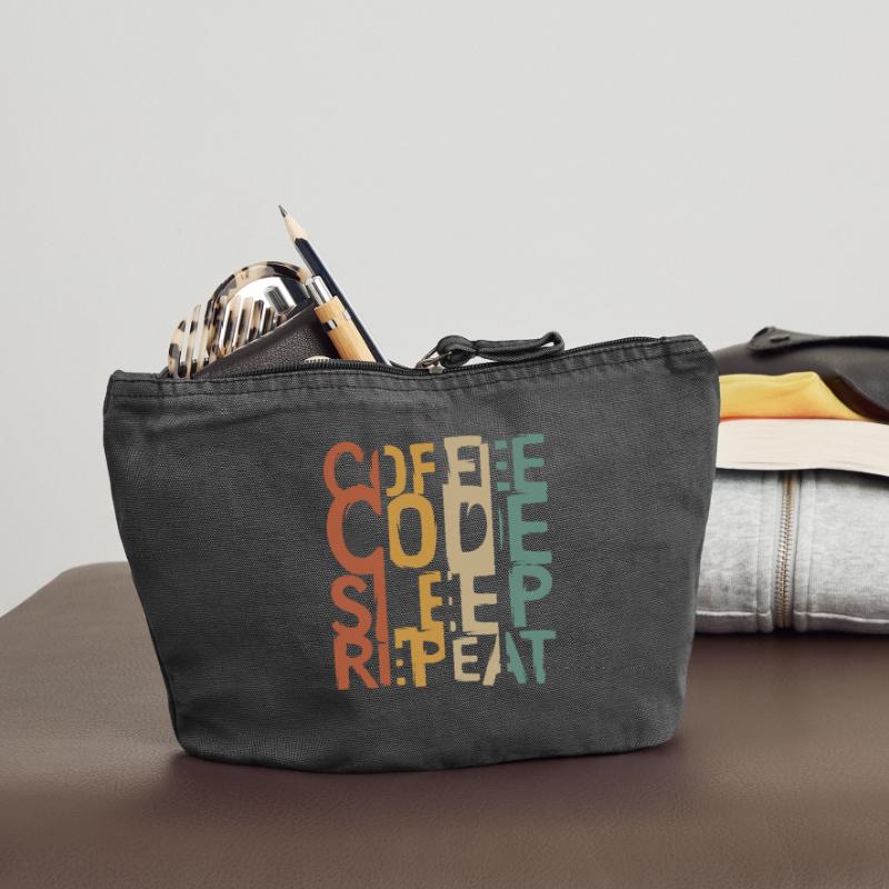 Coffee Code Sleep Repeat – Conception pour les développeurs Pochette zippée vintage 18 x 21 cm