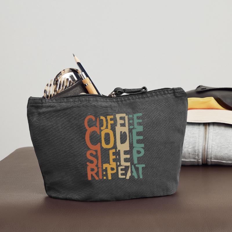 Coffee Code Sleep Repeat – Developer Design Vintage Zip Pouch 18 x 21 cm
