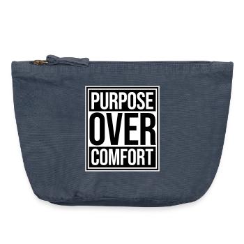 Purpose Over Comfort Motivation Mindset Growth - Vintage Zip Pouch 18 x 21 cm - vintage denim - Front