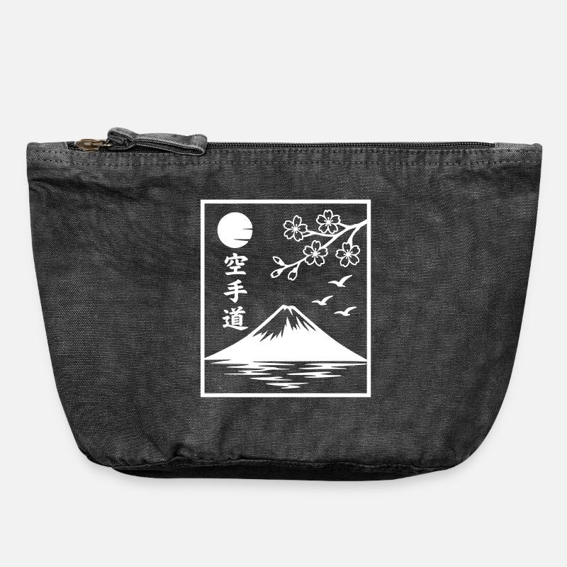 Paysage de karaté - Pochette zippée vintage 18 x 21 cm - noir vintage