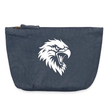 Tête d’aigle en colère – Style de tatouage - Pochette zippée vintage 18 x 21 cm - vintage bleu jeans - Devant
