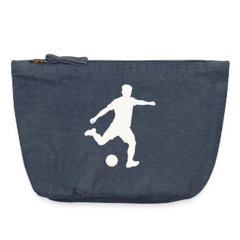 Kicker-Silhouette in Bewegung - Vintage Reißverschluss-Täschchen (18 x 21 cm) - Vintage Denim - Vorne