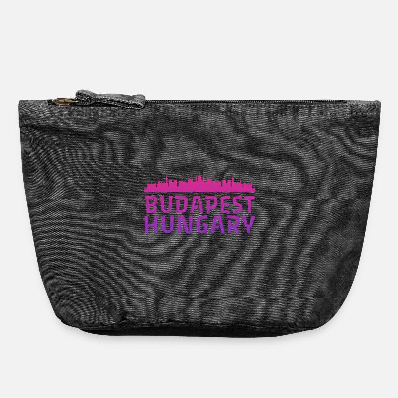Budapests Skyline in Wasserfarbe - Vintage Reißverschluss-Täschchen (18 x 21 cm) - Vintage Schwarz