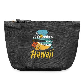 Été de surf à Hawaï - Pochette zippée vintage 18 x 21 cm - noir vintage - Devant